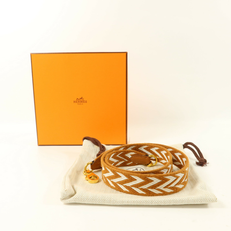 HERMES 帆布/Swift皮革Sangle Zigzag Bag Strap肩背帶-9