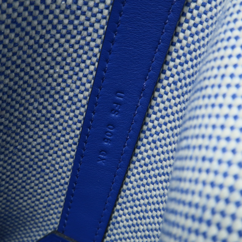 HERMES 帆布/Swift皮革Cabas H En Biais GM手挽袋Bleu France-6
