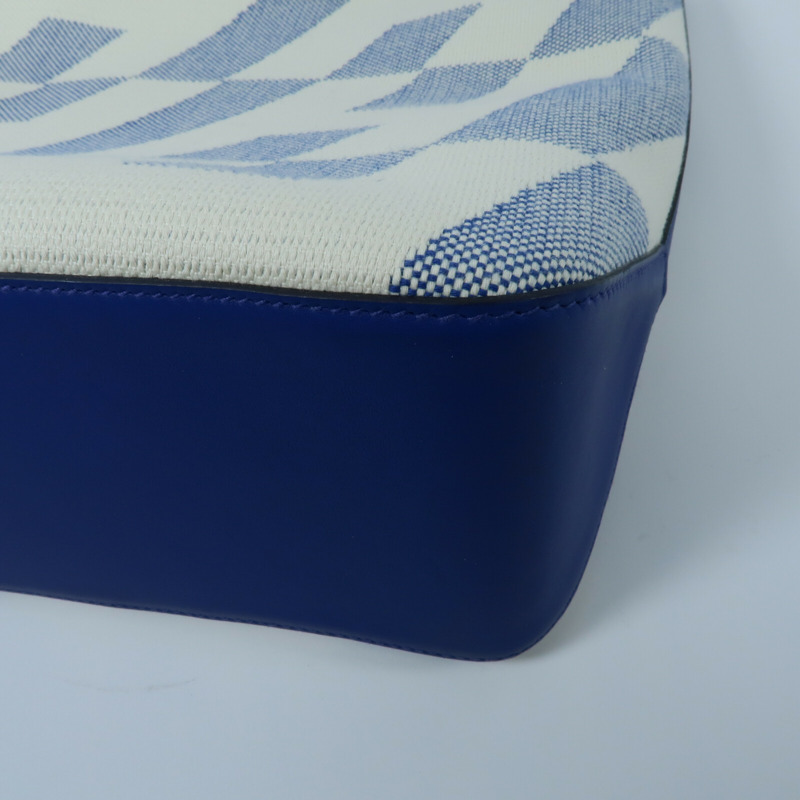 HERMES 帆布/Swift皮革Cabas H En Biais GM手挽袋Bleu France-9