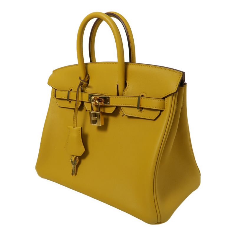 HERMES Swift皮革Birkin 25手挽袋Jaune Amber-2