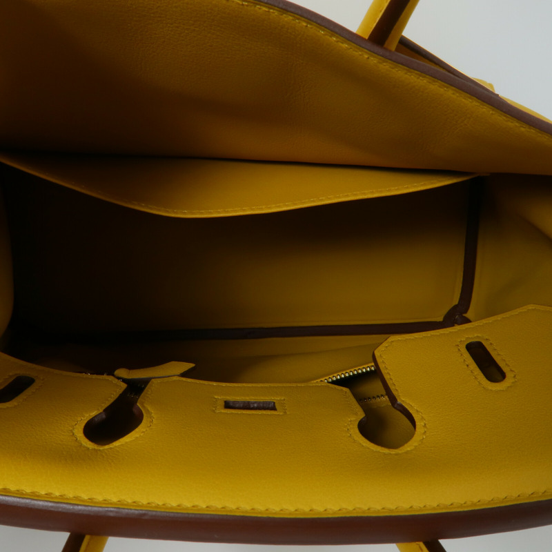 HERMES Swift皮革Birkin 25手挽袋Jaune Amber-4