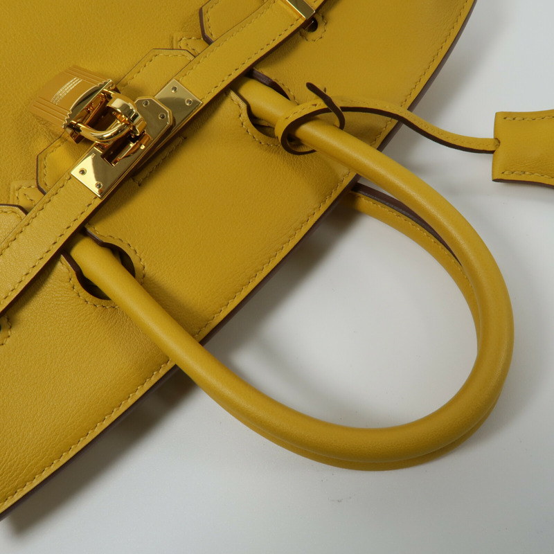 HERMES Swift皮革Birkin 25手挽袋Jaune Amber-7
