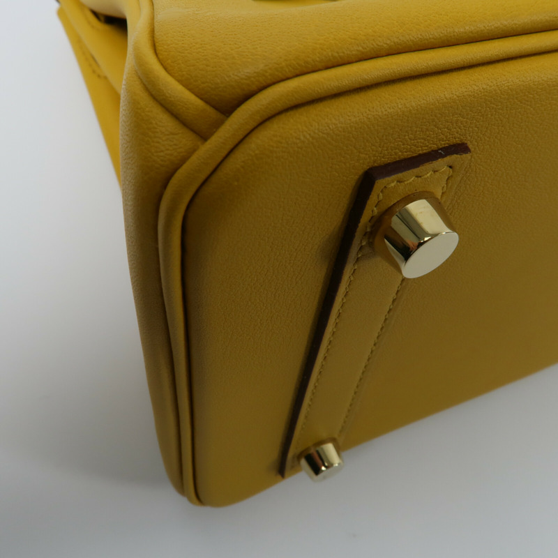 HERMES Swift皮革Birkin 25手挽袋Jaune Amber-10