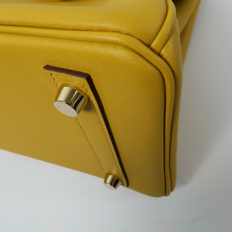 HERMES Swift皮革Birkin 25手挽袋Jaune Amber-11