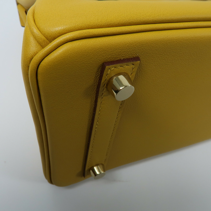 HERMES Swift皮革Birkin 25手挽袋Jaune Amber-12