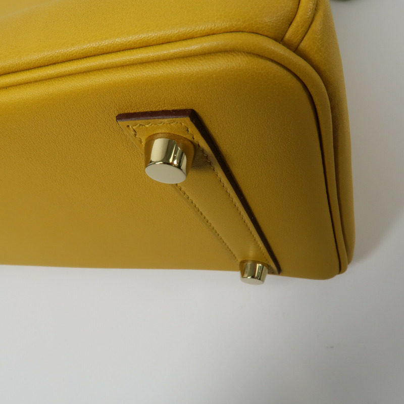 HERMES Swift皮革Birkin 25手挽袋Jaune Amber-13