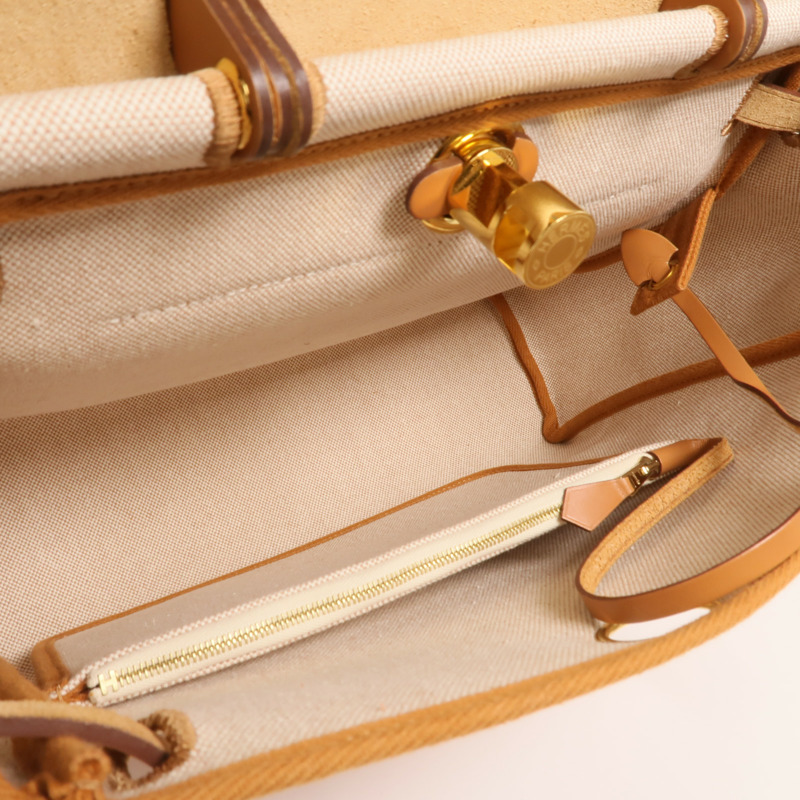 HERMES 帆布Herbag PM手挽肩背兩用袋Orange Mecano/Beige-4