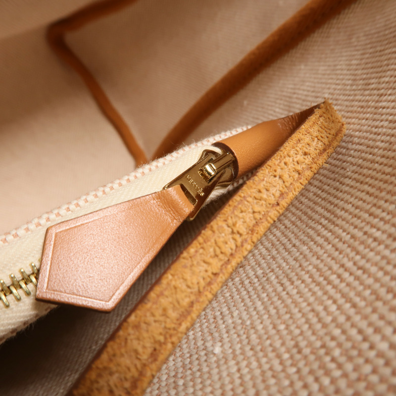 HERMES 帆布Herbag PM手挽肩背兩用袋Orange Mecano/Beige-18