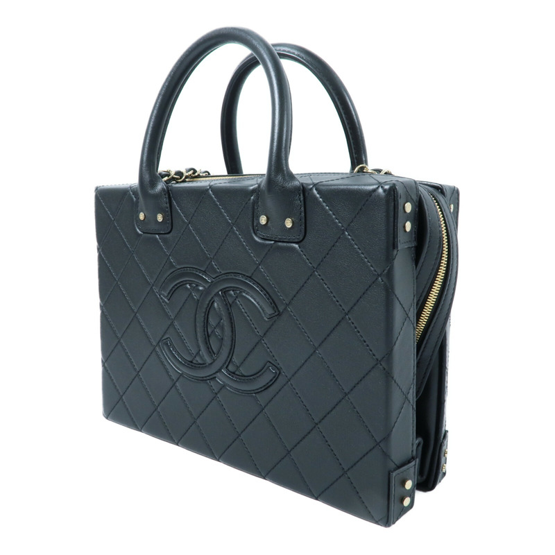 CHANEL 牛皮皮革Chain Shoulder鏈帶手挽肩背兩用袋-2