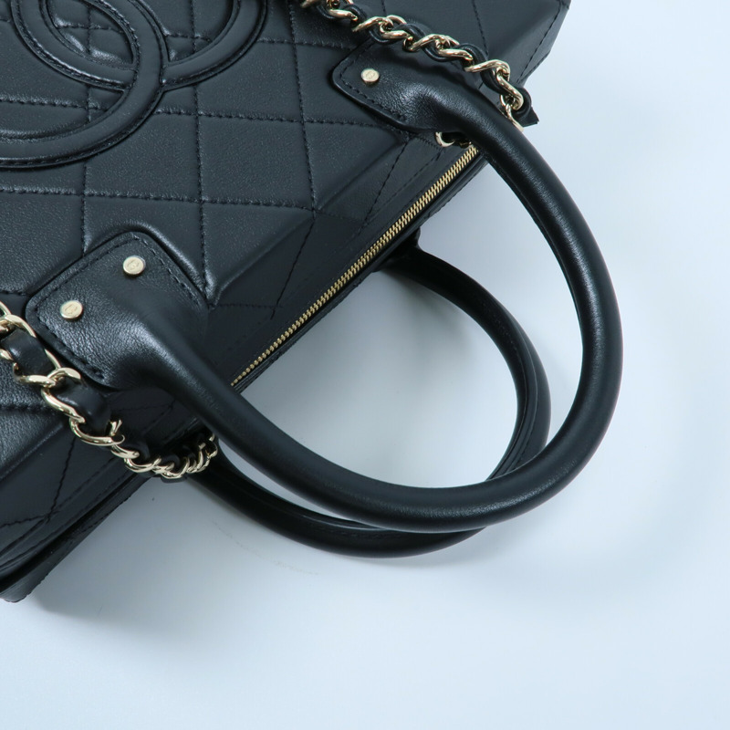 CHANEL 牛皮皮革Chain Shoulder鏈帶手挽肩背兩用袋-8