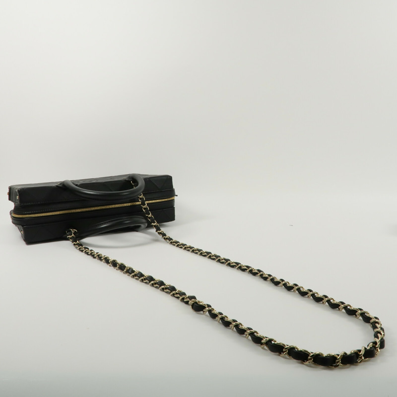 CHANEL 牛皮皮革Chain Shoulder鏈帶手挽肩背兩用袋-9