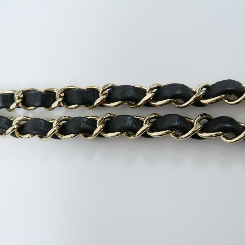 CHANEL 牛皮皮革Chain Shoulder鏈帶手挽肩背兩用袋-10
