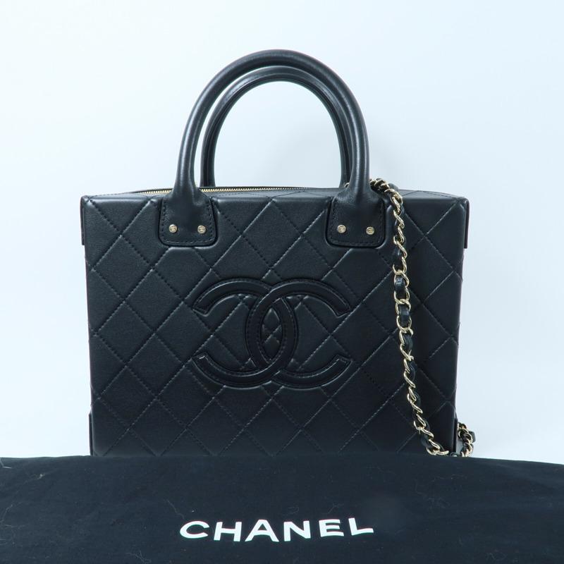 CHANEL 牛皮皮革Chain Shoulder鏈帶手挽肩背兩用袋-11