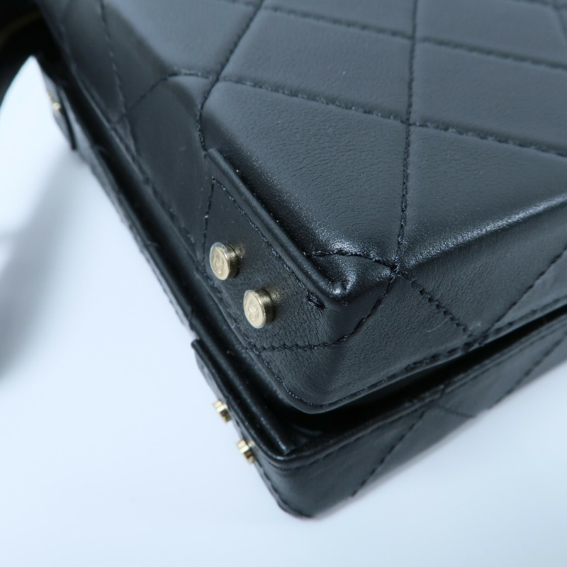 CHANEL 牛皮皮革Chain Shoulder鏈帶手挽肩背兩用袋-12