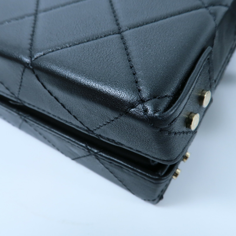 CHANEL 牛皮皮革Chain Shoulder鏈帶手挽肩背兩用袋-15