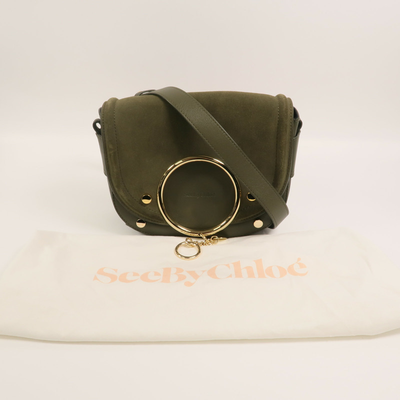 SEE BY CHLOE 牛皮/麂皮皮革Mara Saddle肩背袋-9