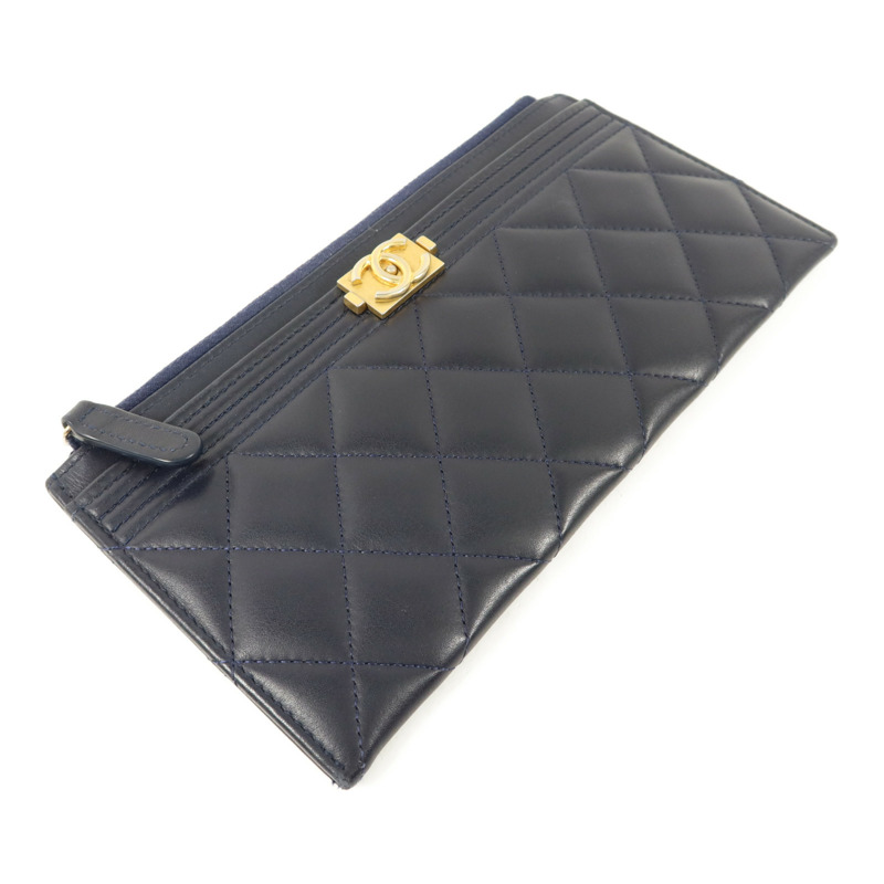 CHANEL 羊皮皮革Boy Zipper Long Wallet長錢包-2