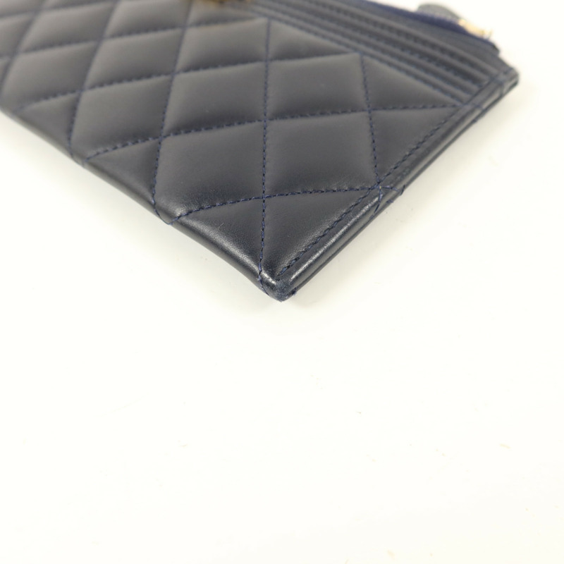 CHANEL 羊皮皮革Boy Zipper Long Wallet長錢包-10
