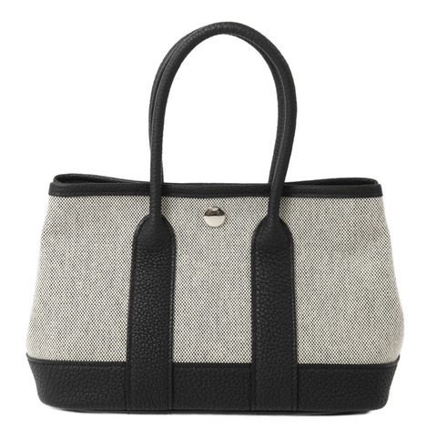 HERMES 帆布/Negonda皮革Mini Garden Party手挽袋Noir
