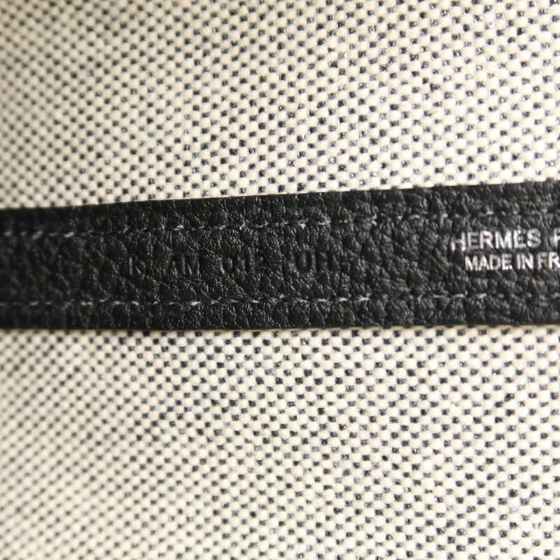 HERMES 帆布/Negonda皮革Mini Garden Party手挽袋Noir-6