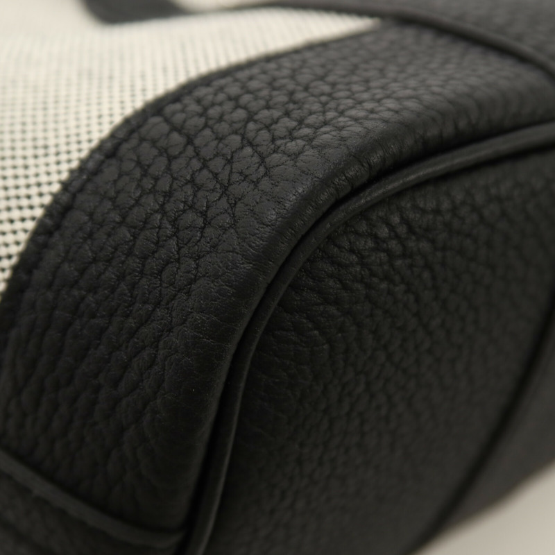 HERMES 帆布/Negonda皮革Mini Garden Party手挽袋Noir-10