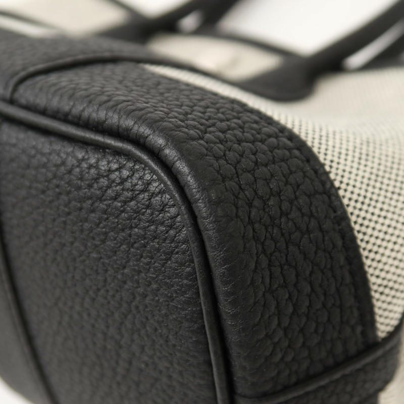 HERMES 帆布/Negonda皮革Mini Garden Party手挽袋Noir-11