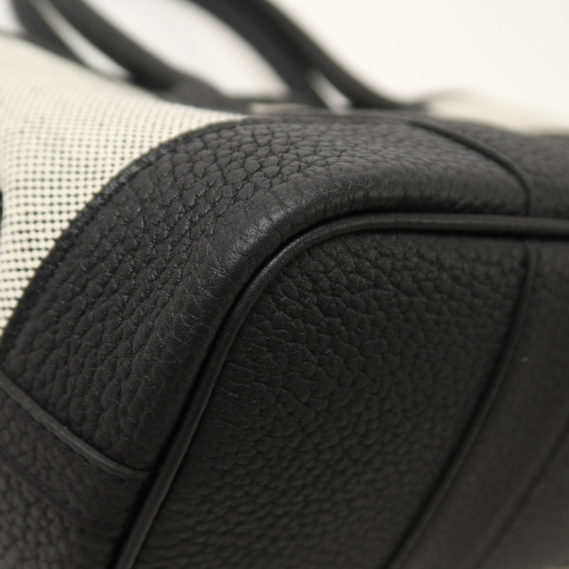 HERMES 帆布/Negonda皮革Mini Garden Party手挽袋Noir-12