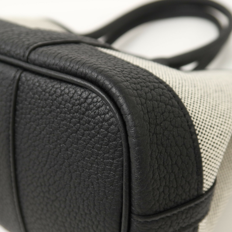 HERMES 帆布/Negonda皮革Mini Garden Party手挽袋Noir-13