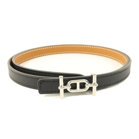 HERMES Swift/Epsom皮革Ancre Belt皮帶Noir/Gold