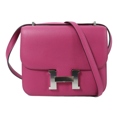 HERMES Evercolor皮革Constance Mini肩背袋Rose Pourpre