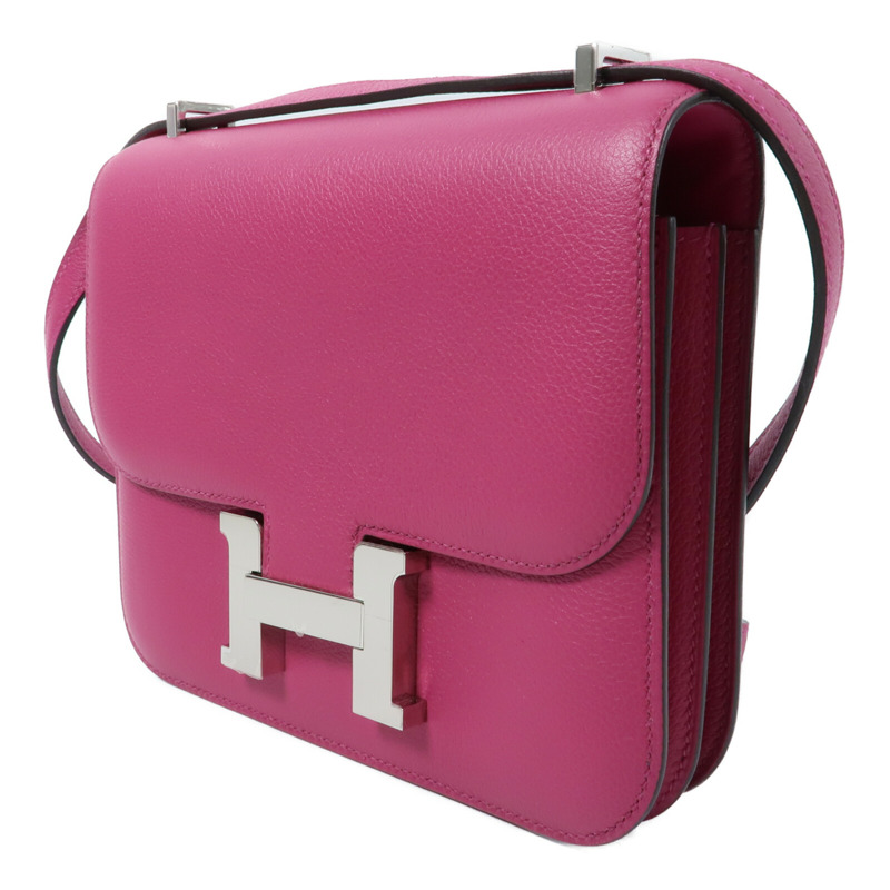HERMES Evercolor皮革Constance Mini肩背袋Rose Pourpre-2