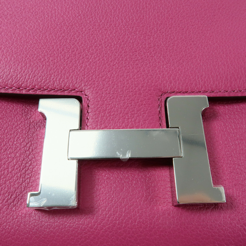 HERMES Evercolor皮革Constance Mini肩背袋Rose Pourpre-6