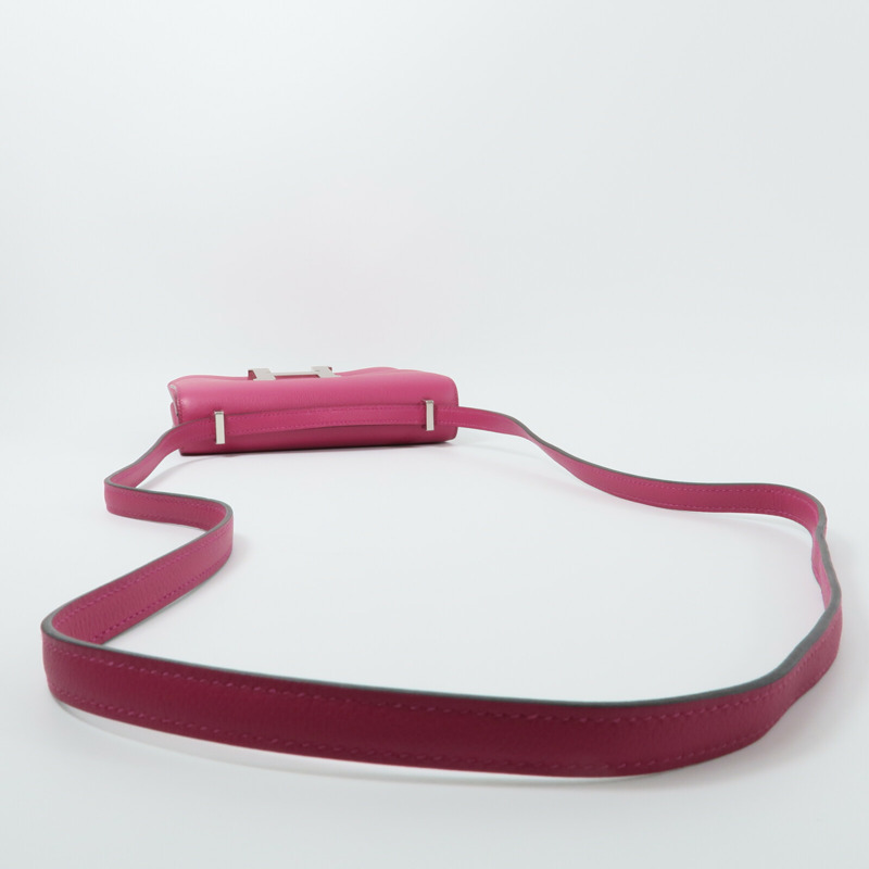 HERMES Evercolor皮革Constance Mini肩背袋Rose Pourpre-8