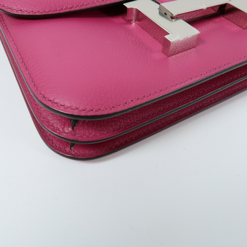 HERMES Evercolor皮革Constance Mini肩背袋Rose Pourpre-10