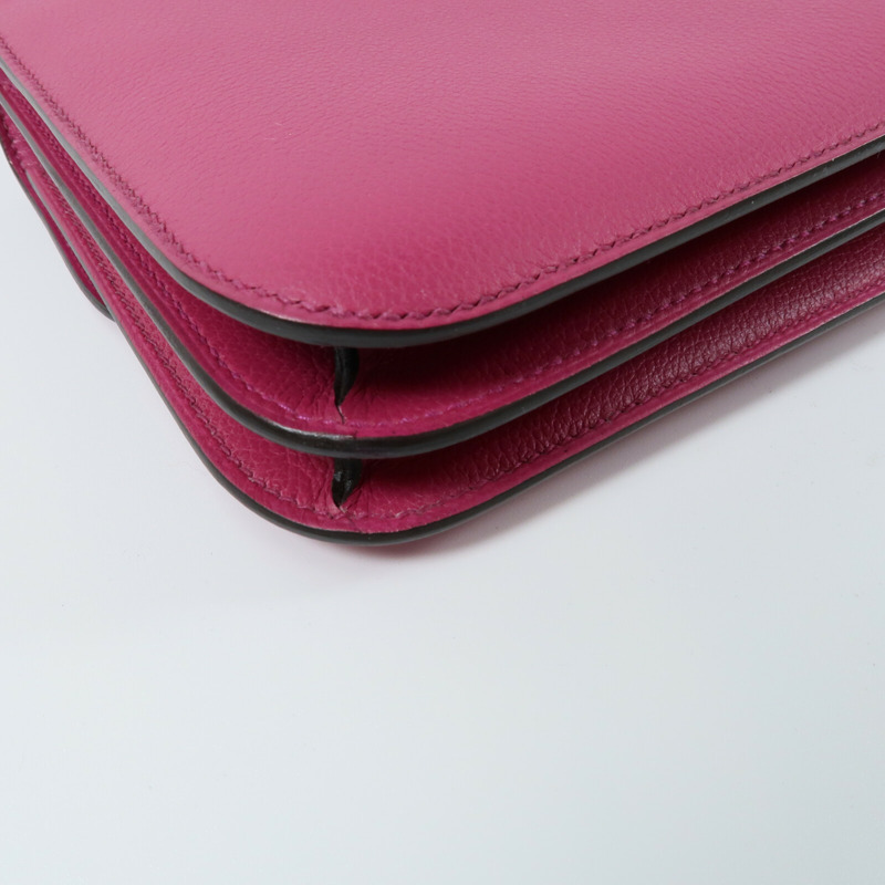 HERMES Evercolor皮革Constance Mini肩背袋Rose Pourpre-12