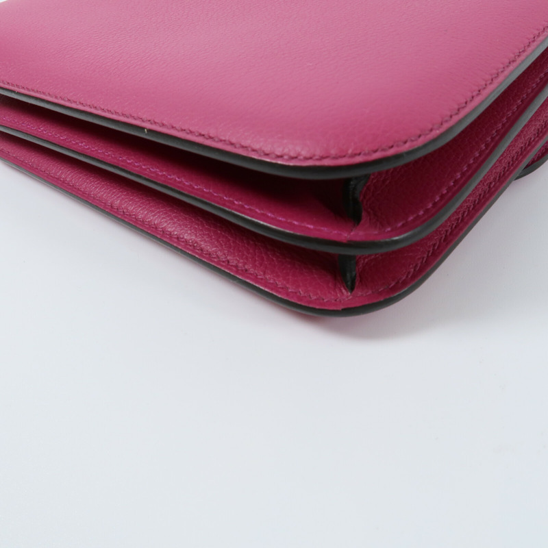 HERMES Evercolor皮革Constance Mini肩背袋Rose Pourpre-13