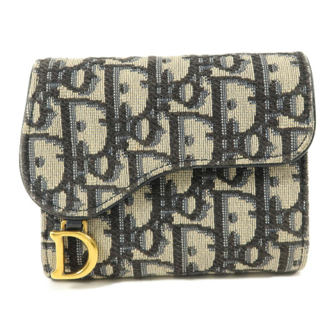 Dior 帆布/牛皮皮革Saddle Lotus Wallet錢包