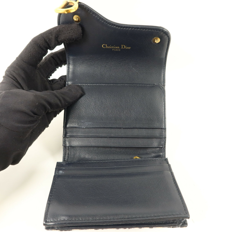 Dior 帆布/牛皮皮革Saddle Lotus Wallet錢包-4