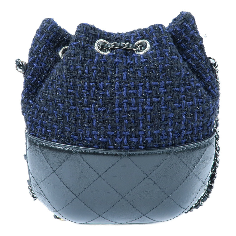 CHANEL 牛皮皮革/Tweed Small Gabrielle Bucket鏈帶肩背袋-1