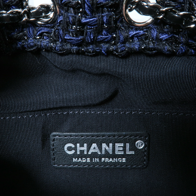 CHANEL 牛皮皮革/Tweed Small Gabrielle Bucket鏈帶肩背袋-5