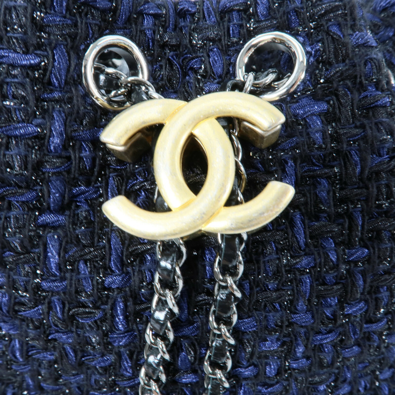 CHANEL 牛皮皮革/Tweed Small Gabrielle Bucket鏈帶肩背袋-6