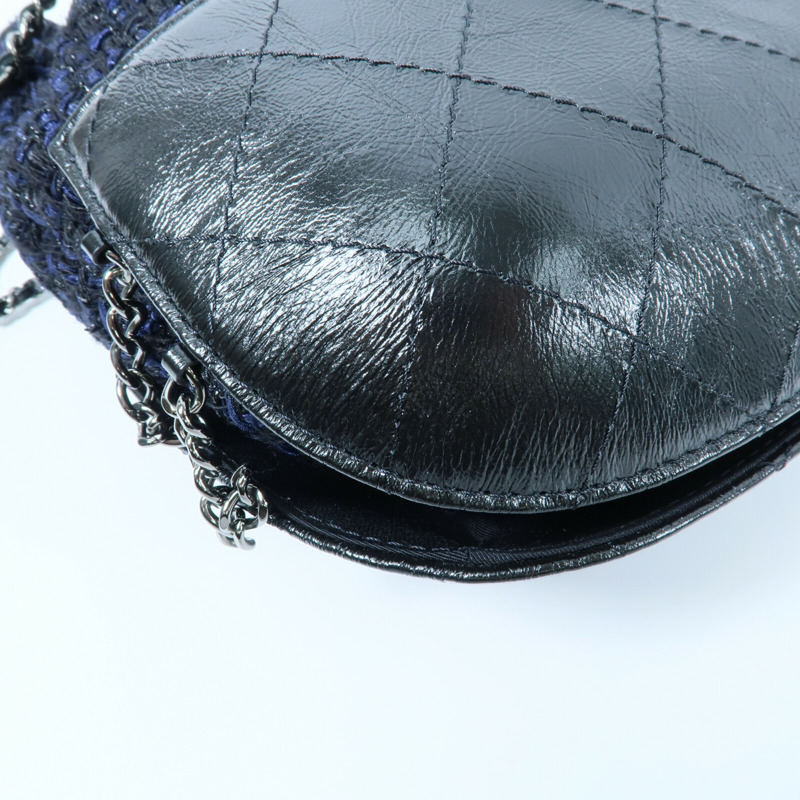 CHANEL 牛皮皮革/Tweed Small Gabrielle Bucket鏈帶肩背袋-13