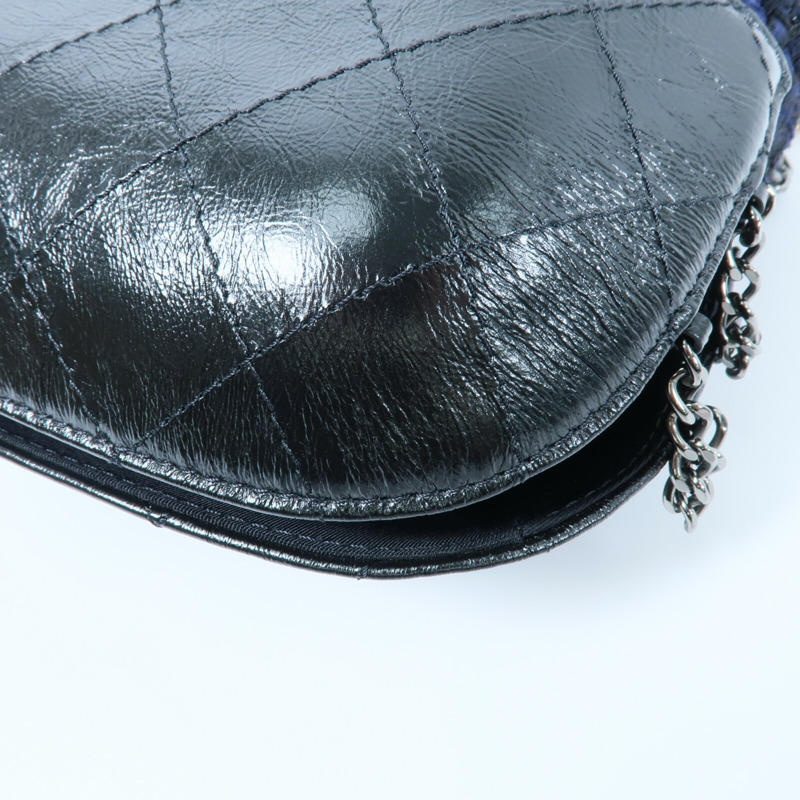 CHANEL 牛皮皮革/Tweed Small Gabrielle Bucket鏈帶肩背袋-14