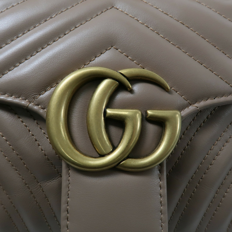 GUCCI 牛皮皮革GG Marmont鏈帶肩背袋-5