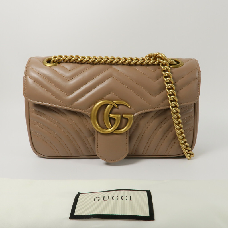GUCCI 牛皮皮革GG Marmont鏈帶肩背袋-9
