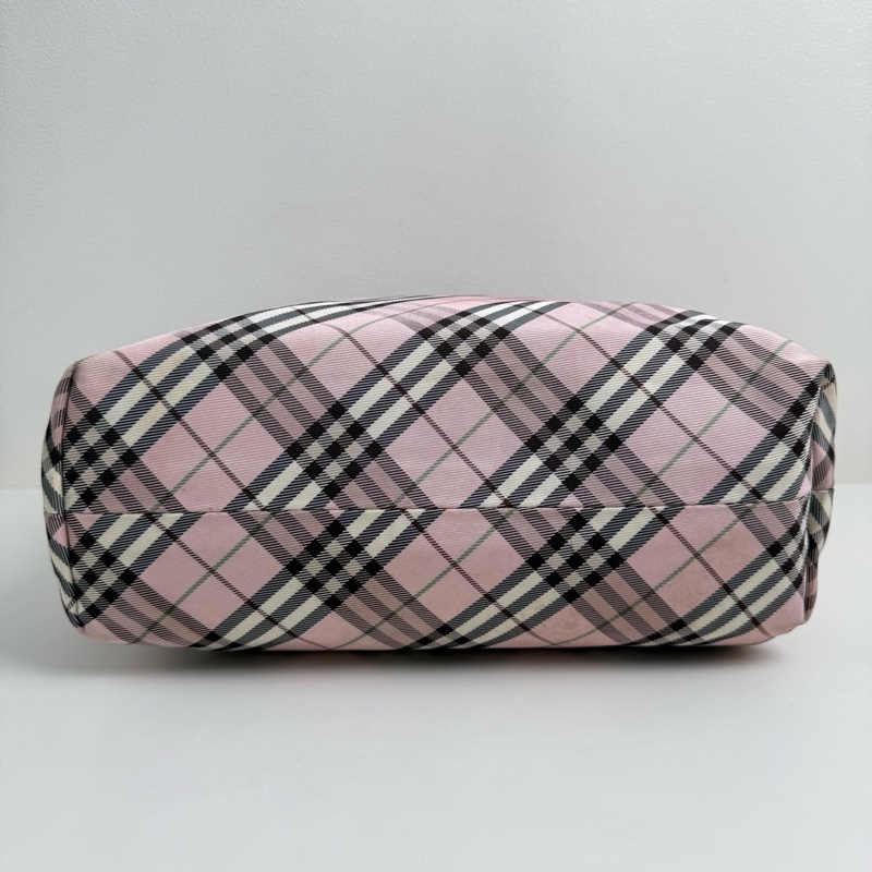 Burberry/博柏利 粉色格紋帆布單肩包 銀扣 附件:兩條可拆卸肩帶-5