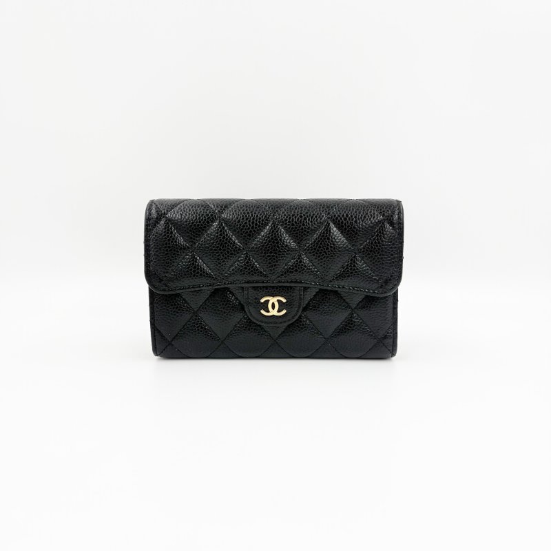 CHANEL - 黑色金釦荔枝皮三折中夾-1