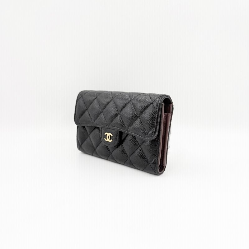 CHANEL - 黑色金釦荔枝皮三折中夾-3