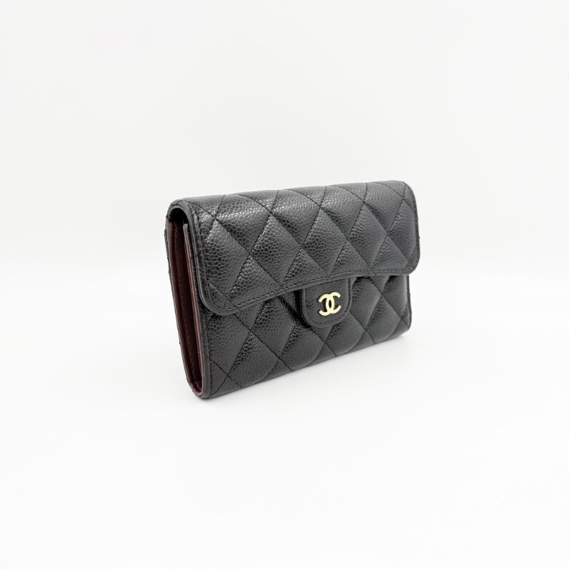 CHANEL - 黑色金釦荔枝皮三折中夾-4