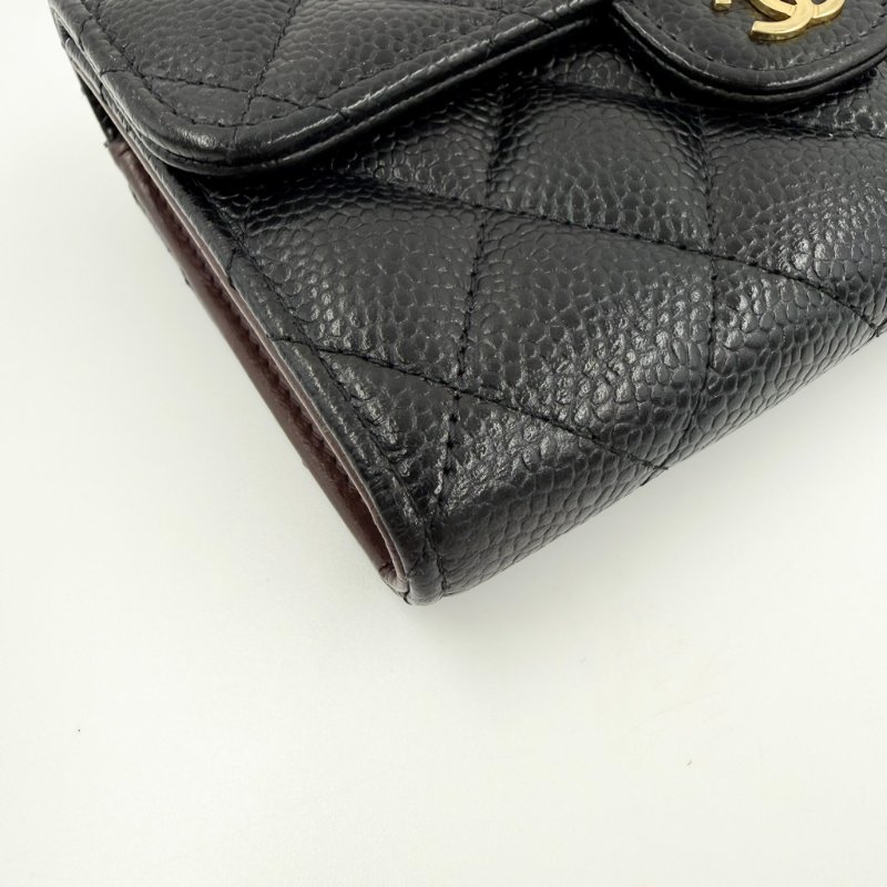 CHANEL - 黑色金釦荔枝皮三折中夾-6